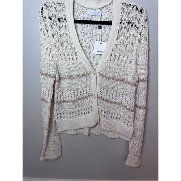 Jonathan Simkhai Joyce Cardigan Bone Multi Womens Size Large NWT $445 - Picture 3 of 16